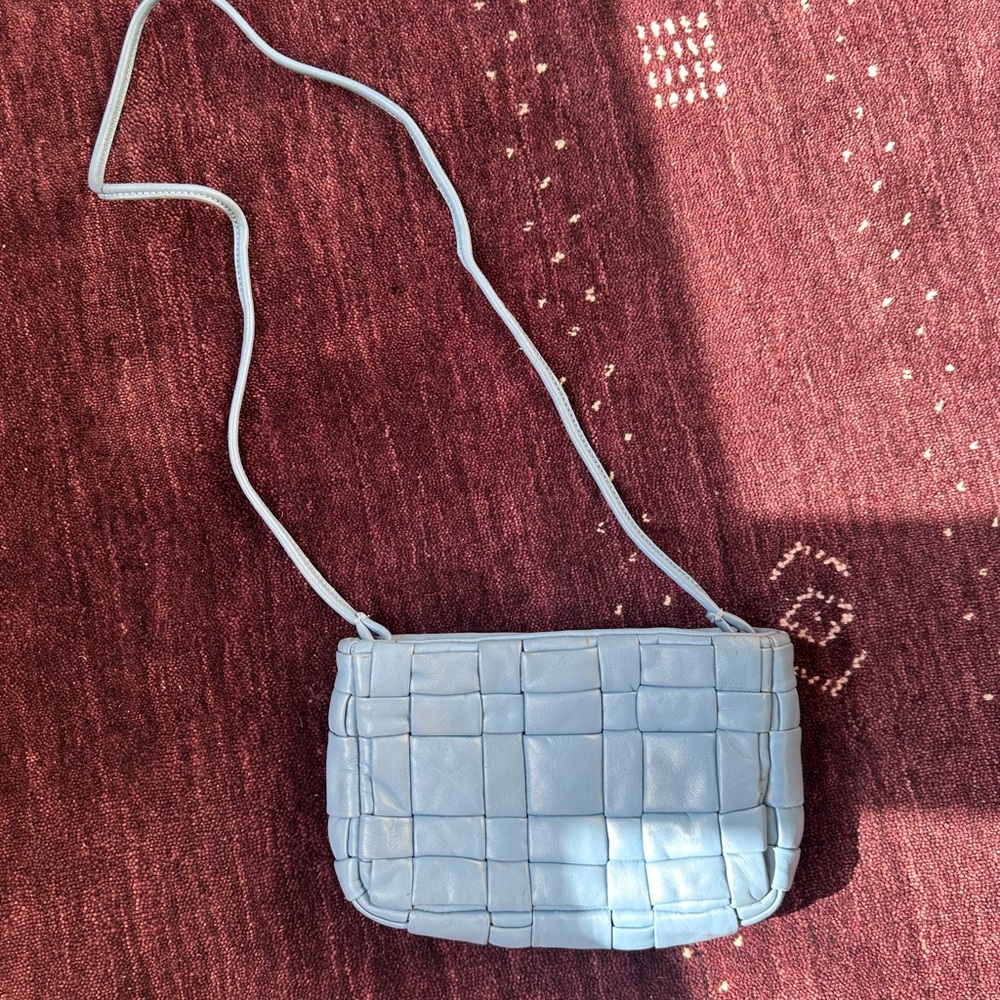 Zara Blue Woven Crossbody Bag
